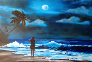 Private Collection Of: Janet Day - Sarasota, Florida "Moon Light Night For Jan" - #110014 - $295 20x30 