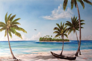 Paradise Island Private Collection Of: Dee Houden & Jeff Hudson Siesta Key, Florida ""Paradise Island" 26x44 - #112314 - $395 #112314 BUY $395 26x40 - Free Shipping Lower US 48 & Canada