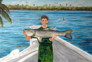 Private Collection Of: James "Butch" Oleksak - Russell, Ma "Yeah My Grandson's 39" Snook" #112414 $395 24x36 