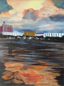 "Sunset At Marina Jack's Sarasota" #146716 BUY $890 30"w x 40"h - FREE shipping lower US 48 & Canada