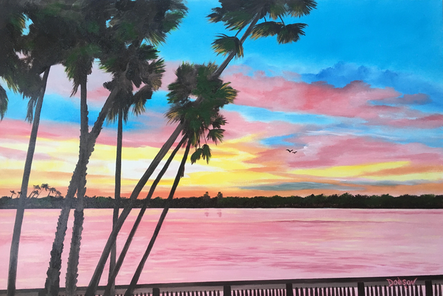 "Sunrise In Paradise" #153717 BUY $590 24"h x 36"w - FREE shipping lower US 48 & Canada