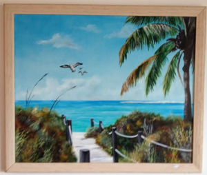 Private Collection Of: Brad & Nancy Schneider - Chicago, Ilinois "Beach Access" 34x38 Framed $395 - #16414 