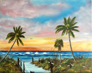 Private Collection Of: Lorene & Greg Schrock Topeka, Indiana "Siesta Key At Sunset" #118415 16x20 $225