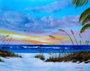 Private Collection Of: Kenda & Brian Friend Indianapolis, Indiana #122215 - $250.00 Sea Oats At Sunset 16x20