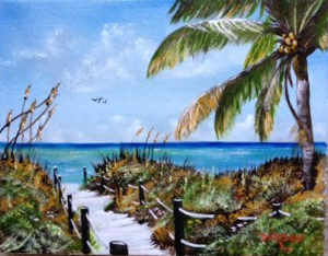 Private Collection Of: Teri & Gary Rockar Tega-Cay, South Carolina "Beach Access In Paradise" 11x14 - $115