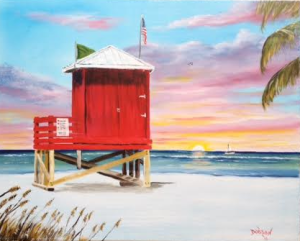 Private Collection Of: Jarryd Ebert Siesta Key, Florida #134516 $250 "Siesta Key Red Lifeguard Shack" #134516 $250 16x20 