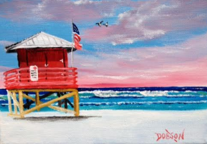 Private Collection Of: Roman Urnaut Aarau, Switzerland "Red Lifeguard Shack" #135916 - $40 5x7