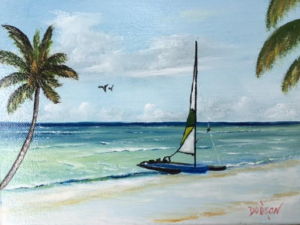 Private Collection Of: William Bigelow Evansville, Indiana "Catamaran On The Beach" #137416 - $95 8x10