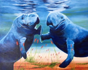 Private Collection Of: Lil Rash "Two Socializing Manatees" #137816 $490 24" x 30"