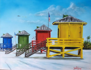 Private Collection Of: Maureen Gresk Siesta Key, Florida "Siesta Key Lifeguard Shacks" #140216 $250 16x20