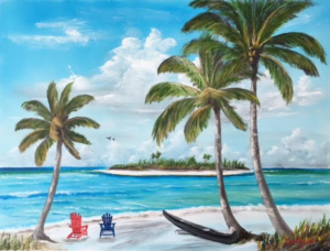 Private Collection Of: John & Sherry Becker Cincinnati, Ohio "Tropical Island" #140516 $350 18x24