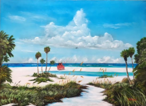 Private Collection Of: Phyllis Vincent Siesta Key, Florida "Path On Siesta Key To Red Lifeguard Stand" #142316 $550 25x34