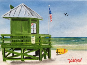 Private Collection Of: Megan Hogan "Green Lifeguard Stand" #145416 - $60 5x7