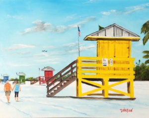 Private Collection Of: Susan Hill Siesta Key, Florida "Siesta Key Lifeguard Stands" #147016 - $250 16x20