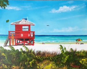 Private Collection Of: Tom & Vicki Johnson University City, Missouri "Siesta Key Red Lifeguard Stand" #147116 $250 16x20