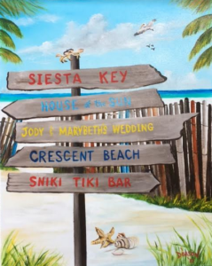 Private Collection Of: Janet Day Sarasota, Florida "Signs On The Beach" #149517 $250 16x20