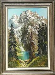 15x30 Oil Painting "Snow Peaked Mountains" Private Collection - Mr & Mrs Larry Schumaker - Woodland Hills, California