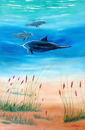 "Dolphins Underwater" #135516 BUY $595 24x36 - Free Shipping Lower US 48 & Canada