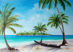 Collection of: Carlos & Dana Donaldson - Fort Wayne, Indiana "Kayak on the Beach" 24 x 36 #12614 