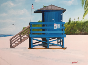 Blue Lifeguard Stand On Siesta Key by Lloyd Dobson Artist