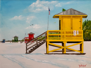 Yellow Lifeguard Stand On Siesta Key by Lloyd Dobson Artist