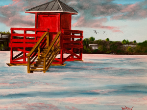 Red Lifeguard Stand On Siesta Key by Lloyd Dobson Artist