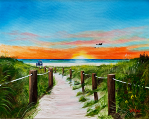 Siesta Key Beach Access At Sunset by Lloyd Dobson Artist