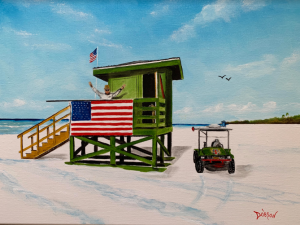 The Legend Scooter At The Magical Green Lifeguard Stand On Siesta Key by Lloyd Dobson Artist