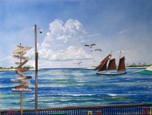 Jolly II Schooner In Key West Florida by Lloyd Dobson Artist