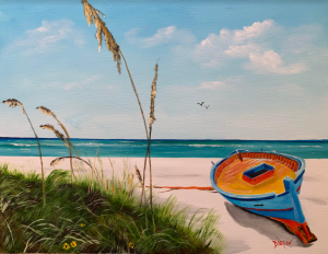 Wheat Grass On The Beach and An Abandon Boat by Lloyd Dobson Artist