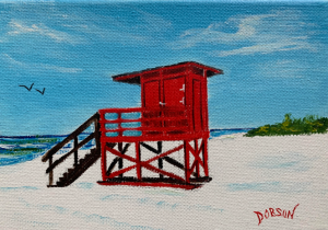 Red Lifeguard Stand On Siesta Key by Lloyd Dobson Artist