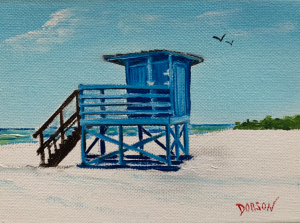 Blue Lifeguard Stand On Siesta Key by Lloyd Dobson Artist