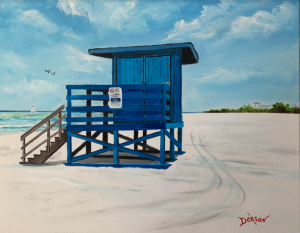 Siesta Key Blue Lifeguard Stand by Lloyd Dobson Artist