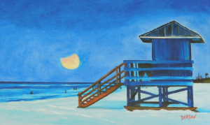 Moon Eclipse On Siesta Key Beach by Lloyd Dobson Artist