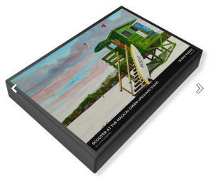 Scooter At The Magical Green Lifeguard Stand On Siesta Key by Lloyd Dobson Artist jigsaw puzzle