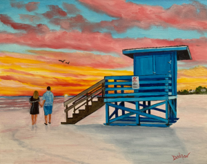 Blue Lifeguard Stand On Siesta Key & Our Romantic Time by Lloyd Dobson Artist
