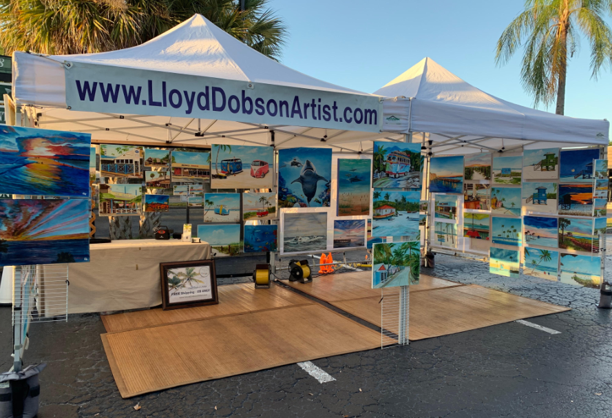 Lloyd Dobson Artist Booth At The Siesta Key Farmers Market