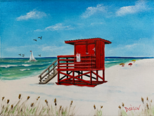 Red Lifeguard Stand On Siesta Key Beach