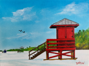 Red Lifeguard Stand On Siesta Key Beach