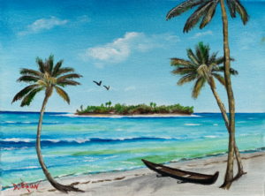 An island oil painting by Lloyd Dobson Artist