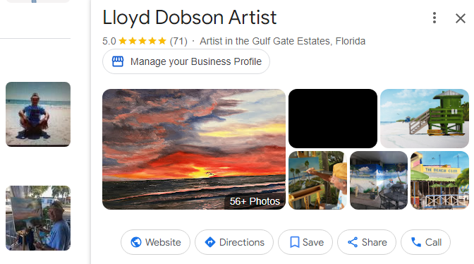 Now over 75 5-Star reviews for Lloyd Dobson Artist