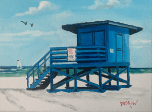 Siesta Key Blue Lifeguard Stand oil painting by Lloyd Dobson Artist