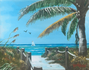 Oil painting titled "Somewhere In Paradise" by Lloyd Dobson Artist