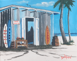 Surf Shack oil painting by Lloyd Dobson Artist