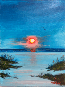 Oil painting titled "Moonlight On The Gulf" by Lloyd Dobson Artist