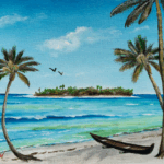 A paradise island original oil painting by Lloyd Dobson Artist