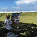 Lloyd Dobson Artist painting live the Gulf at Siesta Key Beach