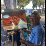 “Hand-painted oil painting of Benagil Caves Portugal, coastal wall art with free USA shipping.”