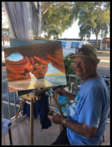 “Hand-painted oil painting of Benagil Caves Portugal, coastal wall art with free USA shipping.”