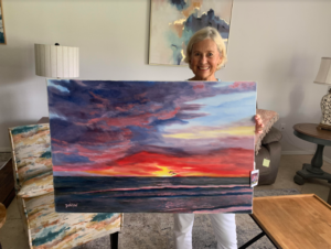 Seascape oil painting now owned by a private collector of a Lloyd Dobson Artist painting